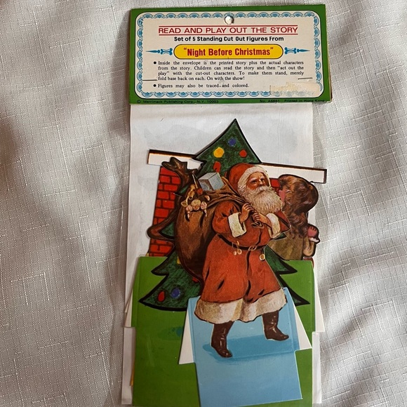 NEW Old Stock Night Before Christmas Vintage Standing CutOut Figures & Storybook - Picture 2 of 9